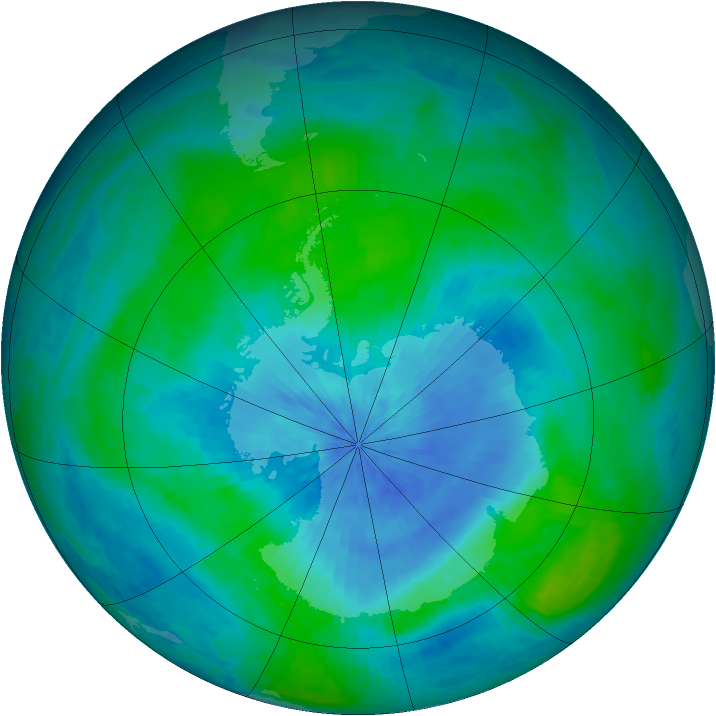 Antarctic ozone map for 28 February 2003